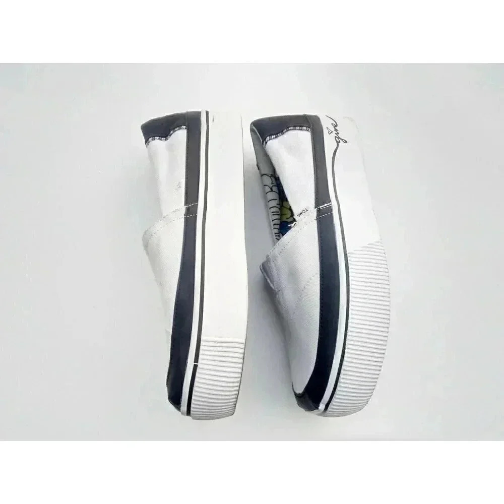 Toms Alpargata Boardwalk Womens Loafer Flats Size 9. 5 White Black Canvas - Picture 2 of 5